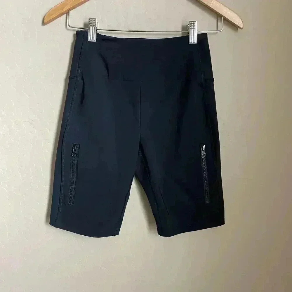 Zella Black Bike Shorts Size XXS High Waist Zip Pockets NWOT Workout Athleisure